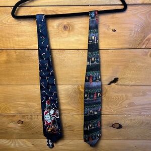 Mens Christmas Ties Set 2 Novelty Holiday Tabasco Santa Claus Candy Cane Ornamen